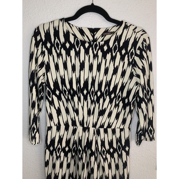 J. McLaughlin Catalina Cloth Black‎ Ivory Ikat Sheath Dress Size M - Picture 3 of 11